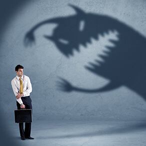 Man with image of monster representing a data breach